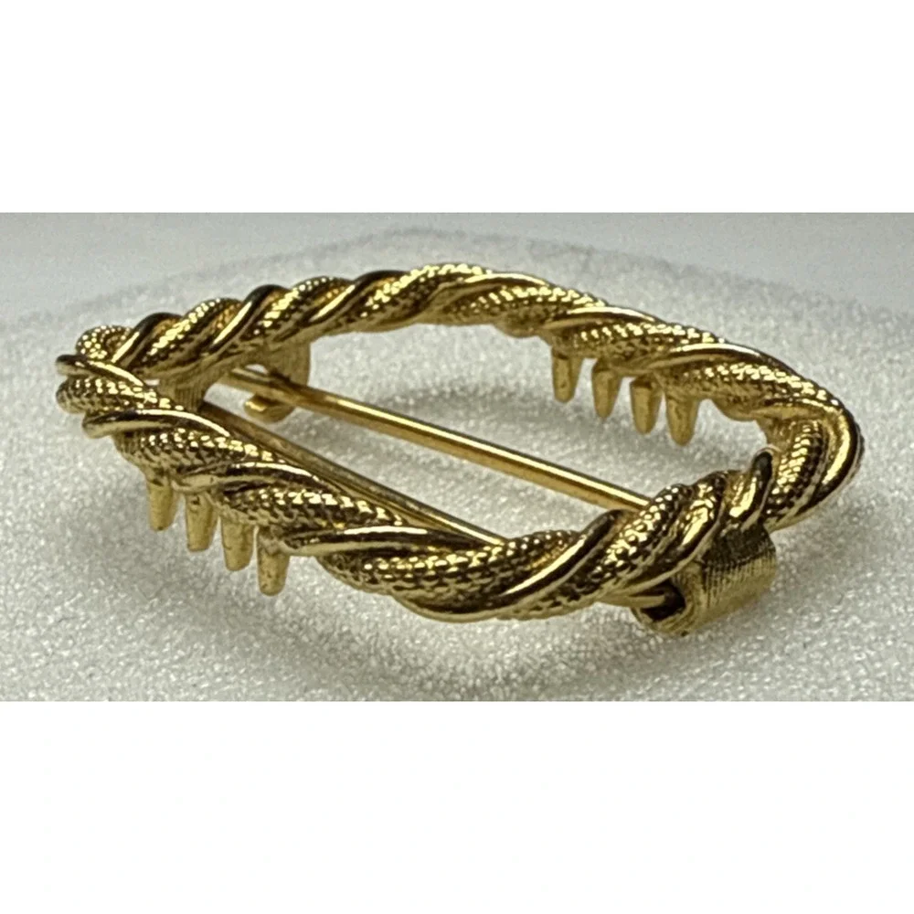 Vintage Twisted Rope Gold Tone Metal Hair Barrette Square